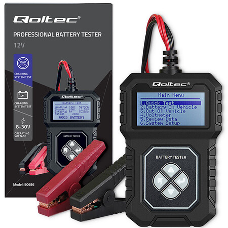 Qoltec digital battery tester with LCD 12V, AGM|GEL|STD, 30-220Ah