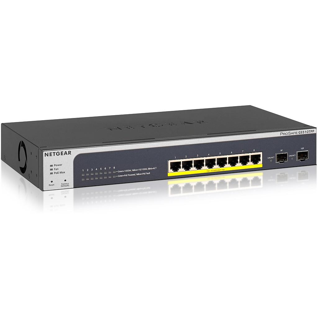 Netgear managed switch, 8*PoE+ GE (190W budget), 2*SFP