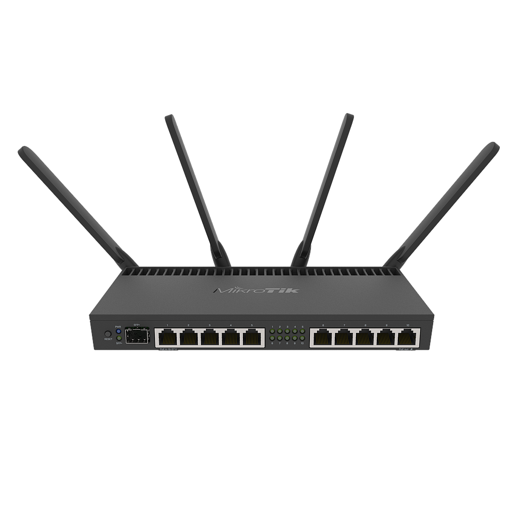 10xGb port router with a Quad-core 1.4Ghz CPU, 1GB RAM, SFP+ 10Gbps cage, 2.4/5GHz 4x4MIMO 802.11a/b/g/n/ac