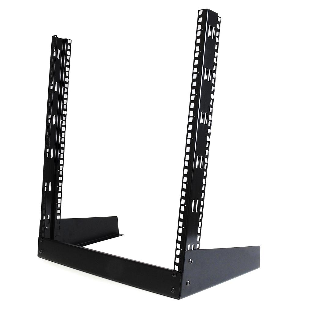 2-post 12U desktop server rack, small open frame 19" computer rack, compact network rack for AV/studio/data/IT equipment (50kg) - free standing two-post home/office rack