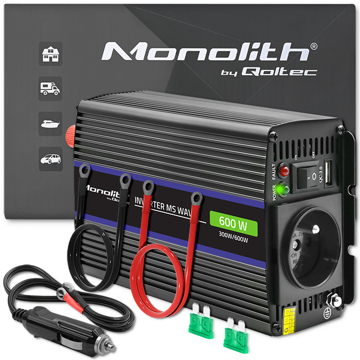 Monolith 600MS wave voltage converter, 12V DC to 230V AC, 300/600W, USB