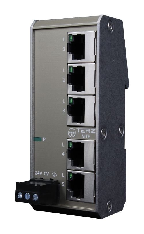 5-port unmanaged industrial Fast Ethernet switch with a 32.5 mm installation depth