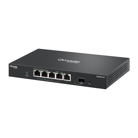 Omada 5-port 2.5G BASE-T &amp; 1-port 10GE SFP+ easy managed switch with 4-port PoE++