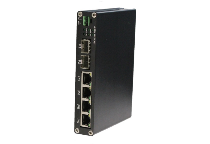 Hardened IP CCTV self-configured 4-port 10/100/1000Base-TX (PoE+) + 2-port 1000Base-FX SFP Ethernet switch