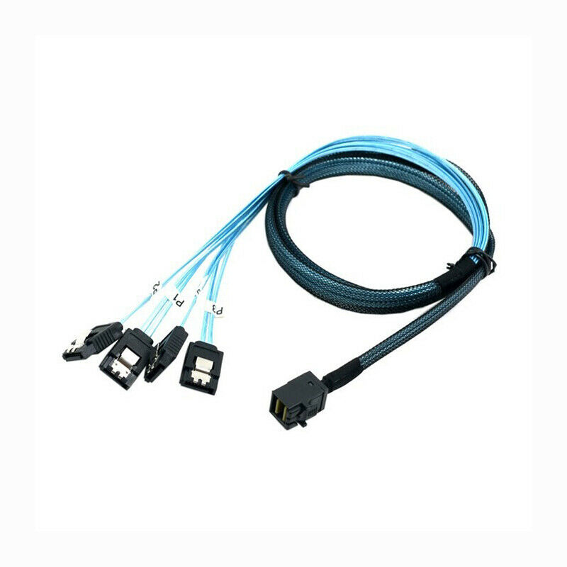 Mini SAS SFF-8643 to 4 SATA 7pin hard disk 6Gbps data server RAID cable 1m