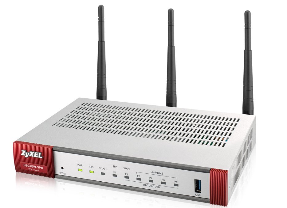 Zyxel USG 20W-VPN firewall applinace 1 x WAN, 1 x SFP, 4 x LAN/DMZ,  IEEE 802.11ac/n