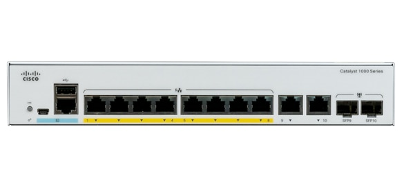 Catalyst 1000 8port GE, POE, Ext PS, 2x1G SFP, LANBase