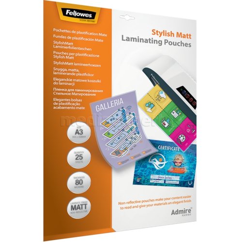 Fellowes Admire A3 80mic stylish matt pouch 25pk