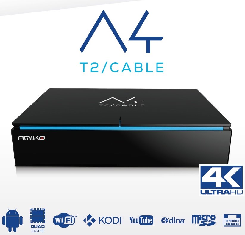 Amiko 4K Digital T2 terrestial / cable receiver &amp; media player, powered by Android