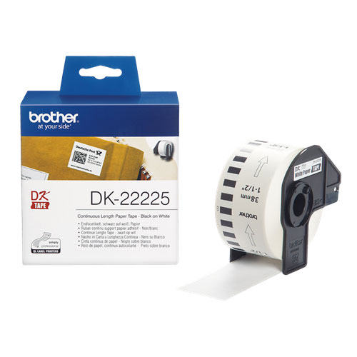 Brother DK-22225 black on white label-making tape