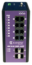 Extreme DIN-rail 8-port PoE+ 10/100 w/ 4-port SFP, töötemperatuur -40C...+75C