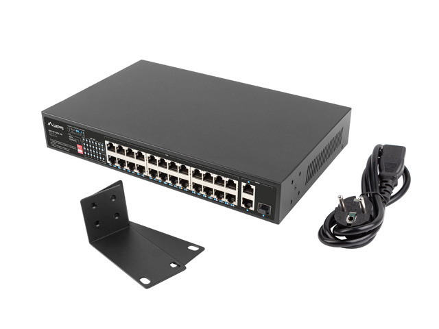 Lanberg unmanaged switch rack 19&quot; RSFE-24P-1GE1C-250 24*100MB PoE+ /1*1GB/1*1GB combo 250W