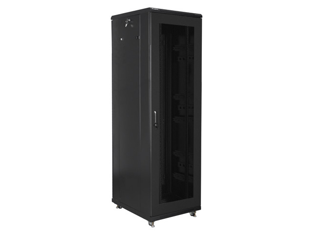 Lanberg 19&quot; v2 free-standing rack cabinet, 42U/600*800 with glass door (flat pack), LCD, black