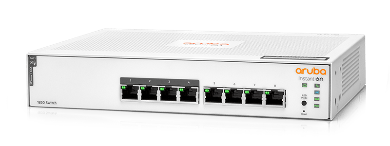 Aruba Instant On 1830 8G 4p class4 PoE 65W switch.