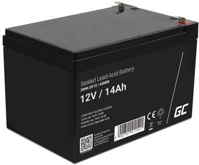 Green Cell VRLA 12V/14Ah AGM battery (W*H*D) 151*95*98mm, 6.35mm blade terminal