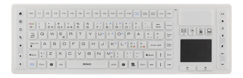 Wireless Keyboard with touchpad, silicone, IP65, 2,4 GHz, 107 keys + 18 functional keys, white