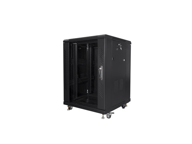 Lanberg 19" free-standing rack cabinet 15U*600*600 with glass door (flat pack), black