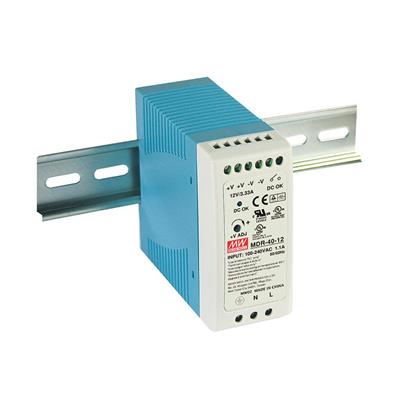 Single output 40W 12V 3.33A industrial DIN rail mounted Meanwell power supply, input 85-264V AC / 120-370V DC, plastic case