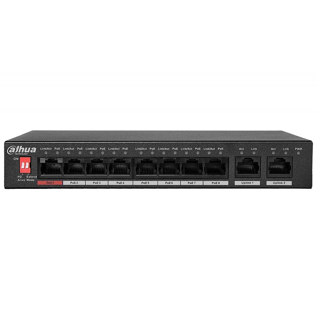 Dahua PFS3010-8ET-96 unmanaged desktop 10-port switch with 8-port PoE (96W)