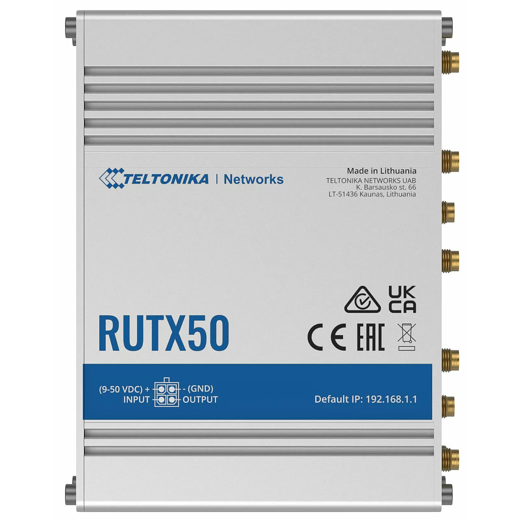 Teltonika industrial 5G router RUTX50, dual-SIM, 5*GEth, dual-band Wi-Fi
