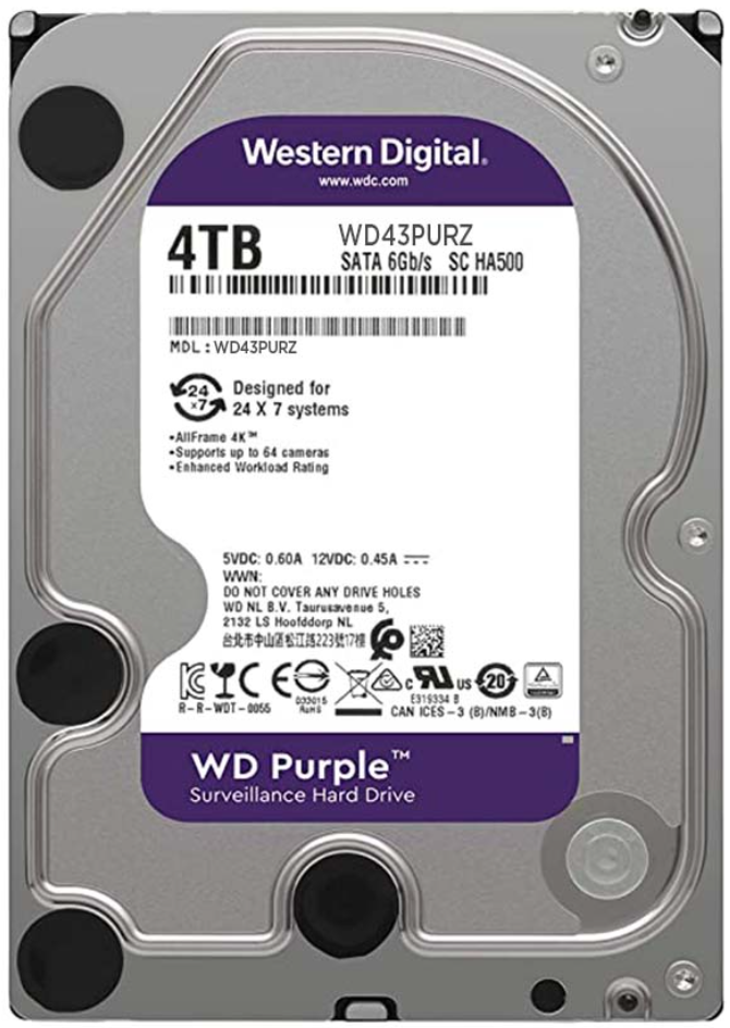 Western Digital WD43PURZ Purple 4TB SATA 256MB 3.5″ video surveillance HDD