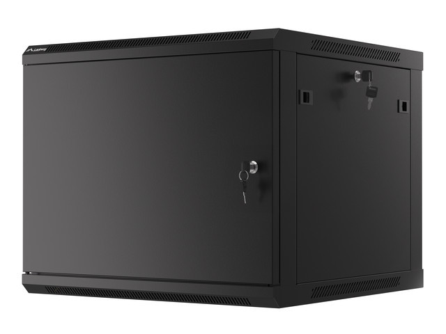 Lanberg 19" wall-mount rack cabinet, 9U/600*600 with metal door, black, for self assembly (flat pack)