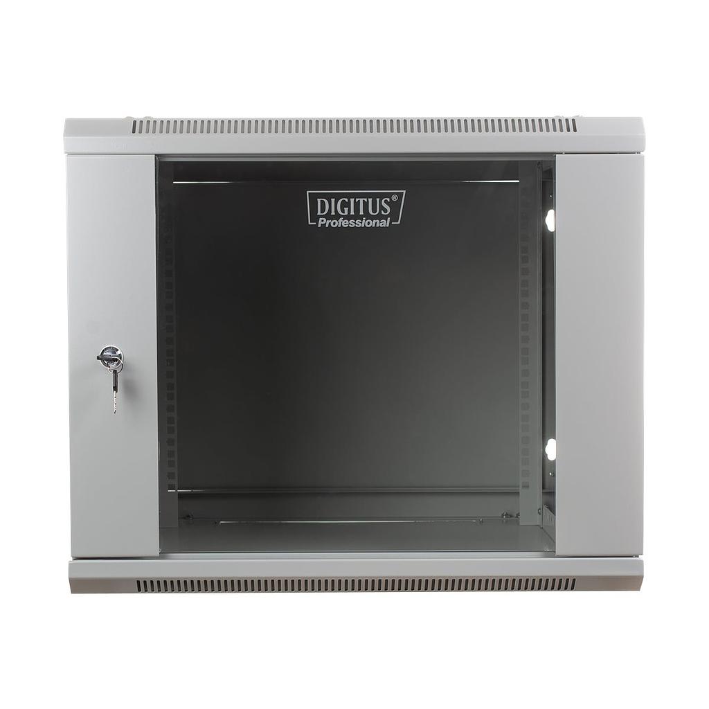 19&quot; wall-mount rack cabinet Digitus, 9U/501*600*600 with glass door, grey, unmounted