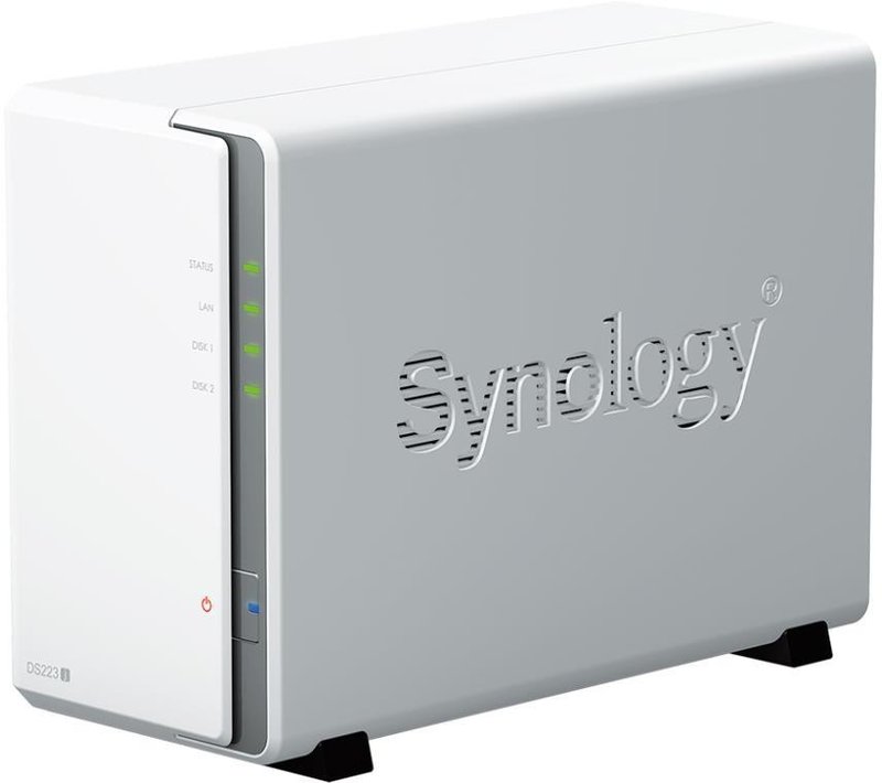 Synology tower NAS DS223j up to 2 HDD/SSD 3.5&quot;, Realtek RTD1619B Quad Core 1.7 GHz, 1GB DDR4, 1*1GbE, 2*USB3.2, single fan