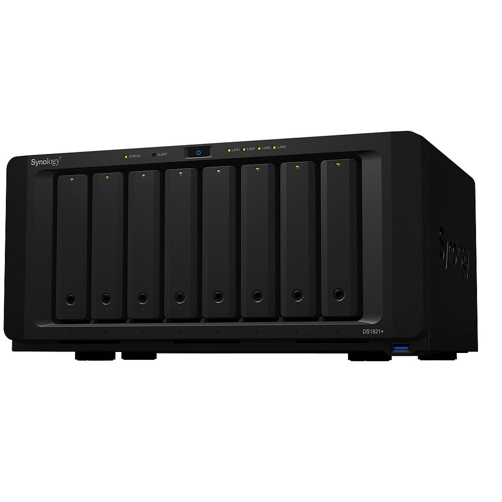 Synology tower NAS DS1821+ up to 8 HDD/SSD Hot-Swap, Ryzen V1500B Quad Core 2.2GHz, 4GB DDR4, RAID 0,1,5,6,10,Hybrid, 4*1GbE, 4*USB 3.0, 2*eSATA, 1*PCIe, dual fan