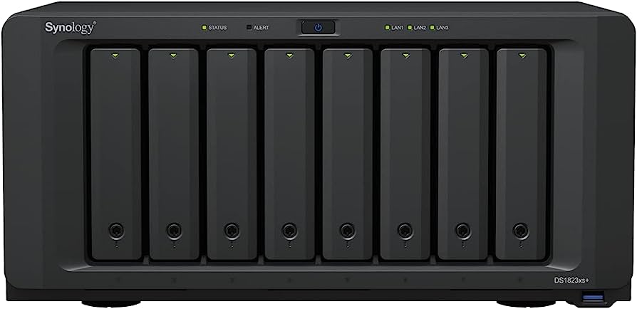Synology tower NAS DS1823xs+ up to 8 HDD/SSD Hot-Swap, V1780B 3.35 GHz, 8GB DDR4, 2*2.5GbE, 3*USB Type-A 3.2 Gen 1, 1*PCIe Gen3 *8 slot, 2*M.2 2280
