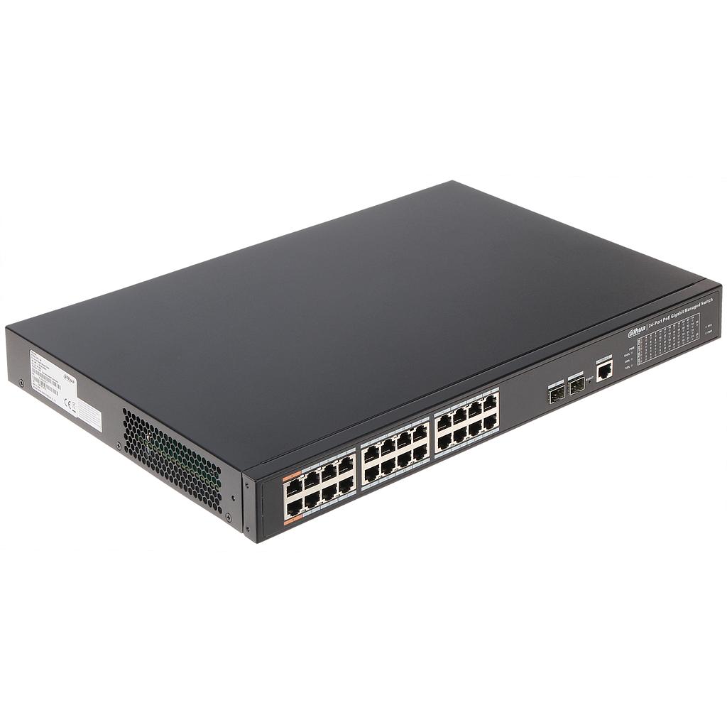 Dahua DH-PFS4226-24ET2GF-360 24-port PoE desktop managed fast Ethernet switch (IEEE802.3bt 90W PoE)