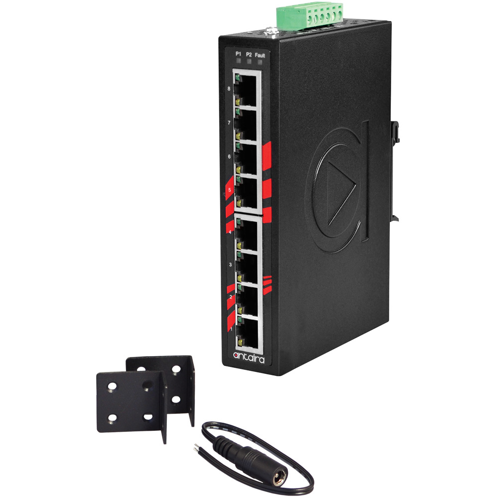 Antaira LNX-800AG, 8-port industrial Gigabit unmanaged Ethernet switch, w/8*10/100/1000Tx