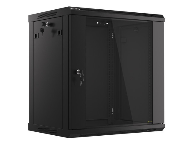 Lanberg 19&quot; rack cabinet V2, wall-mount 12U/600*450 (flat pack), with glass door, black