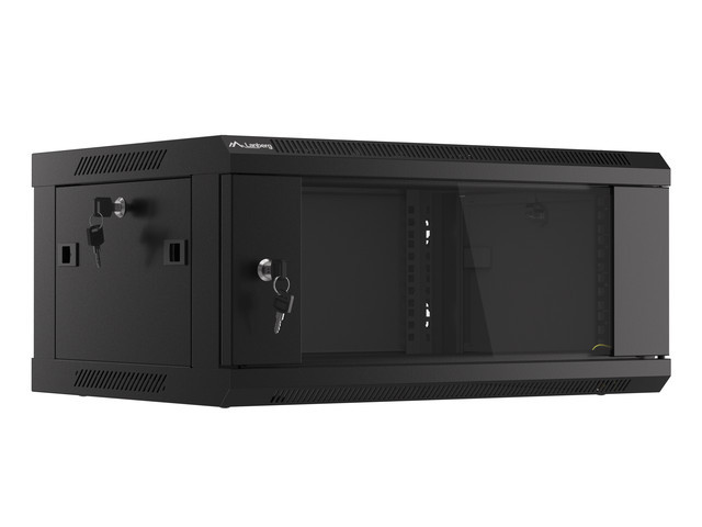 Lanberg 19&quot; rack cabinet V2, wall-mount 4U/600*450 (flat pack), with glass door, black
