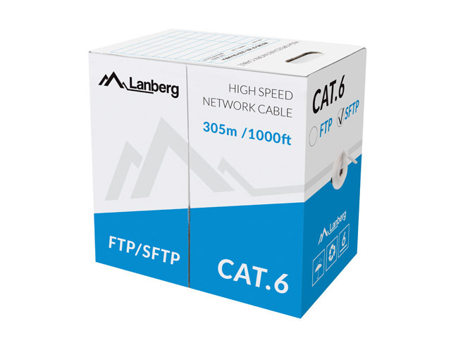 Lanberg LAN cable CAT.6 SFTP 305m solid Cu, grey CPR + Fluke passed