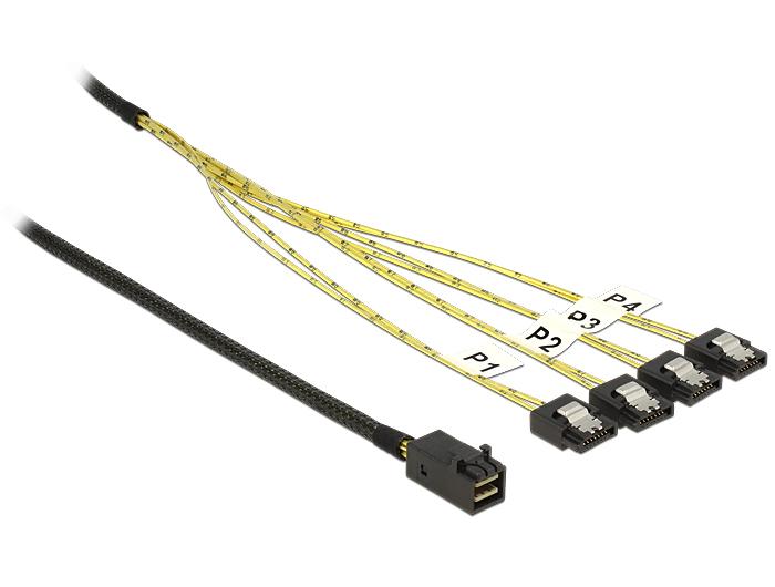 Delock cable Mini SAS HD SFF-8643 -&gt; 4*SATA 7 Pin 0.5 m