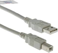 USB 2.0 cable, USB A plug, USB B plug, 2m, light grey