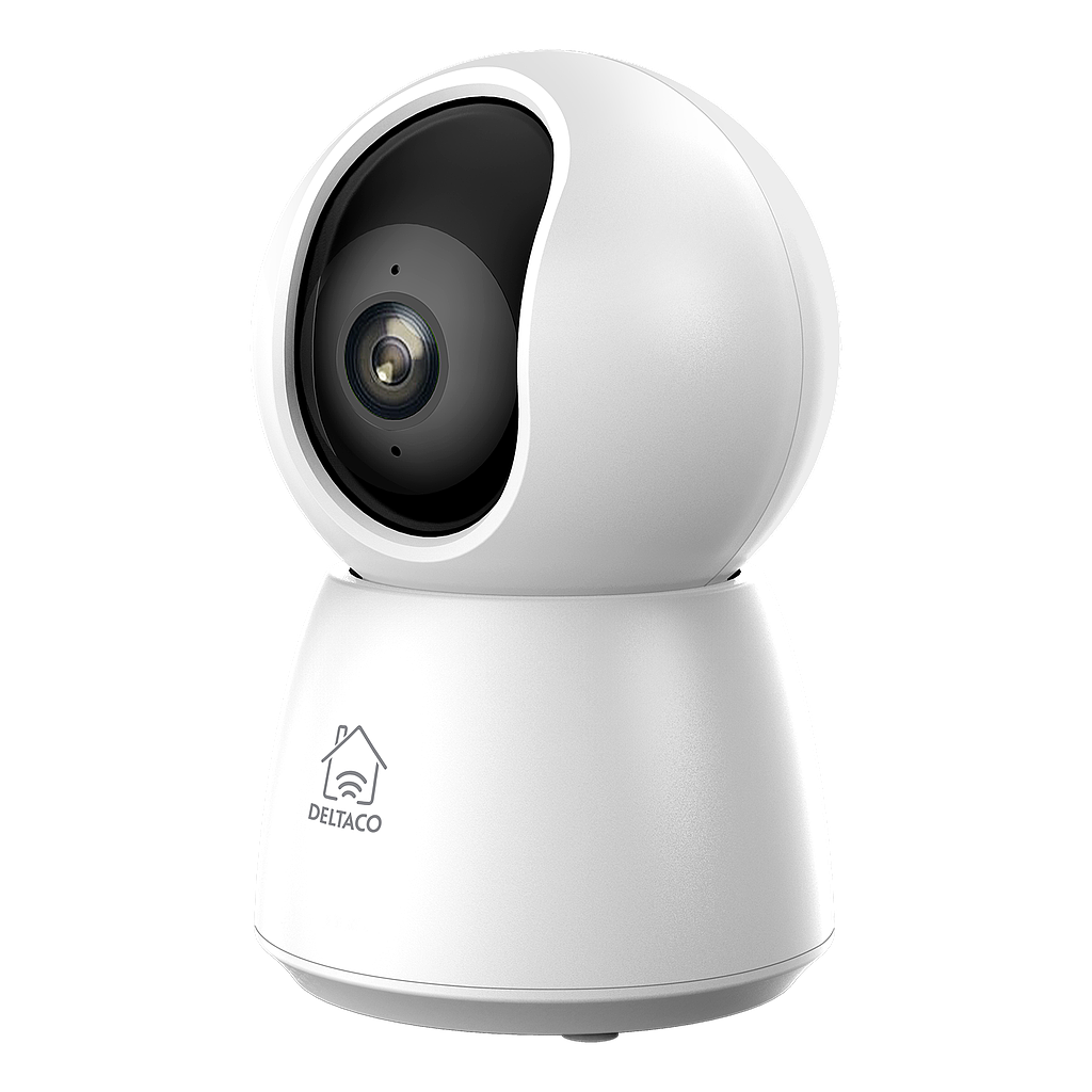 Deltaco Smart Home IP camera with motorized pan &amp; tilt, 2-way audio, 2MP, IR-night vision, onvif, white