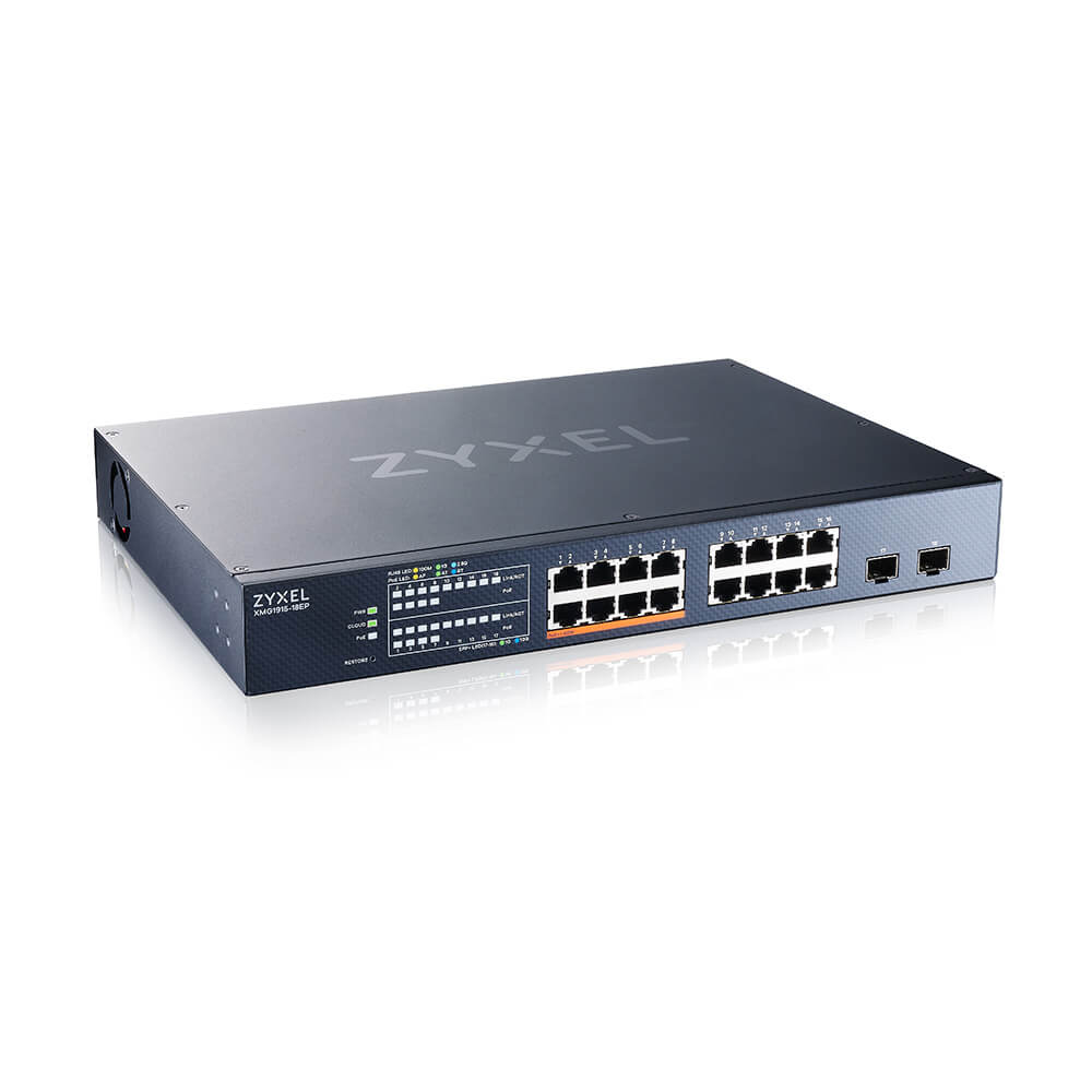 ZyXEL 16-port 2.5GBE, 2 SFP+ smart switch, hybrid mode, standalone or Nebulaflex cloud, 180W PoE