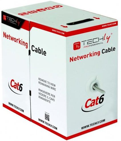 TechlyPro UTP Cat6 bulk cable 4*2 solid CCA 305m box blue