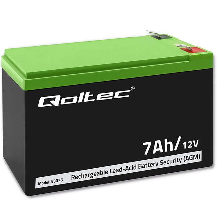 Qoltec AGM battery 12V 7Ah maintenance-free, efficient, LongLife, for UPS, security