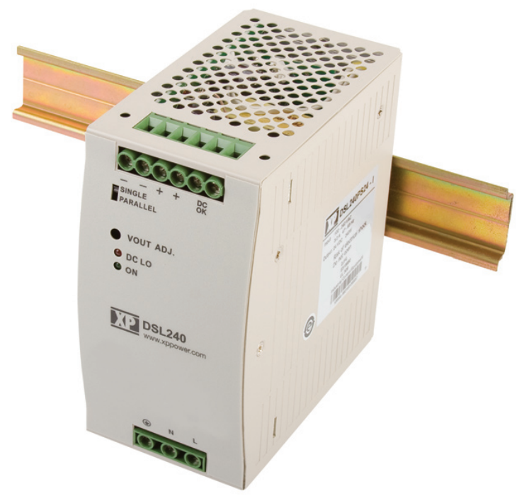 XP Power AC/DC DIN rail power supply 192W, in 88-264 VAC (120-375 VDC); out 12V DC, 16A