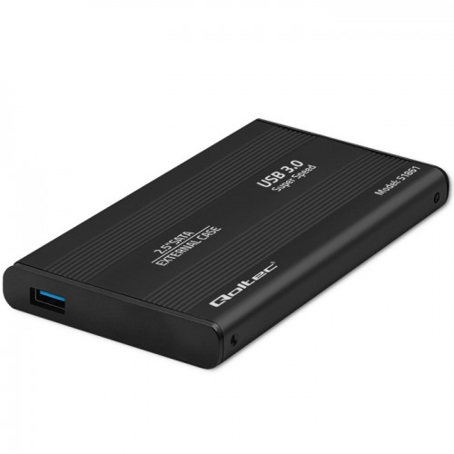 Qoltec aluminium external hard drive case HDD SSD 2.5'' SATA3 | USB 3.0 | black