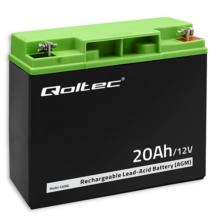 Qoltec AGM battery 12V 20Ah maintenance-free, efficient, LongLife, for UPS, scooter