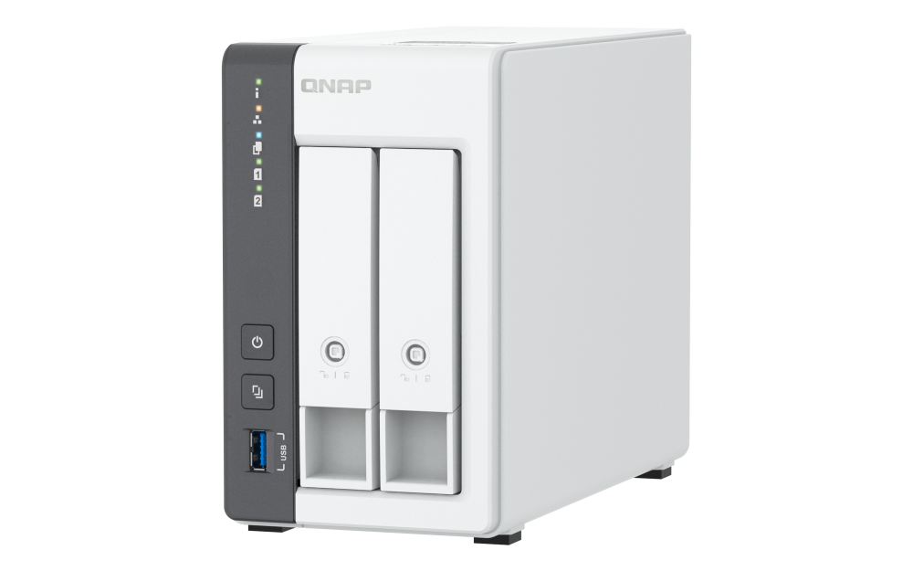 QNAP TS-216G 2-bay 2.5GbE desktop NAS, ARM Cortex-A55 Quad-Core CPU, built-in NPU, 4GB DDR4 RAM, diskless