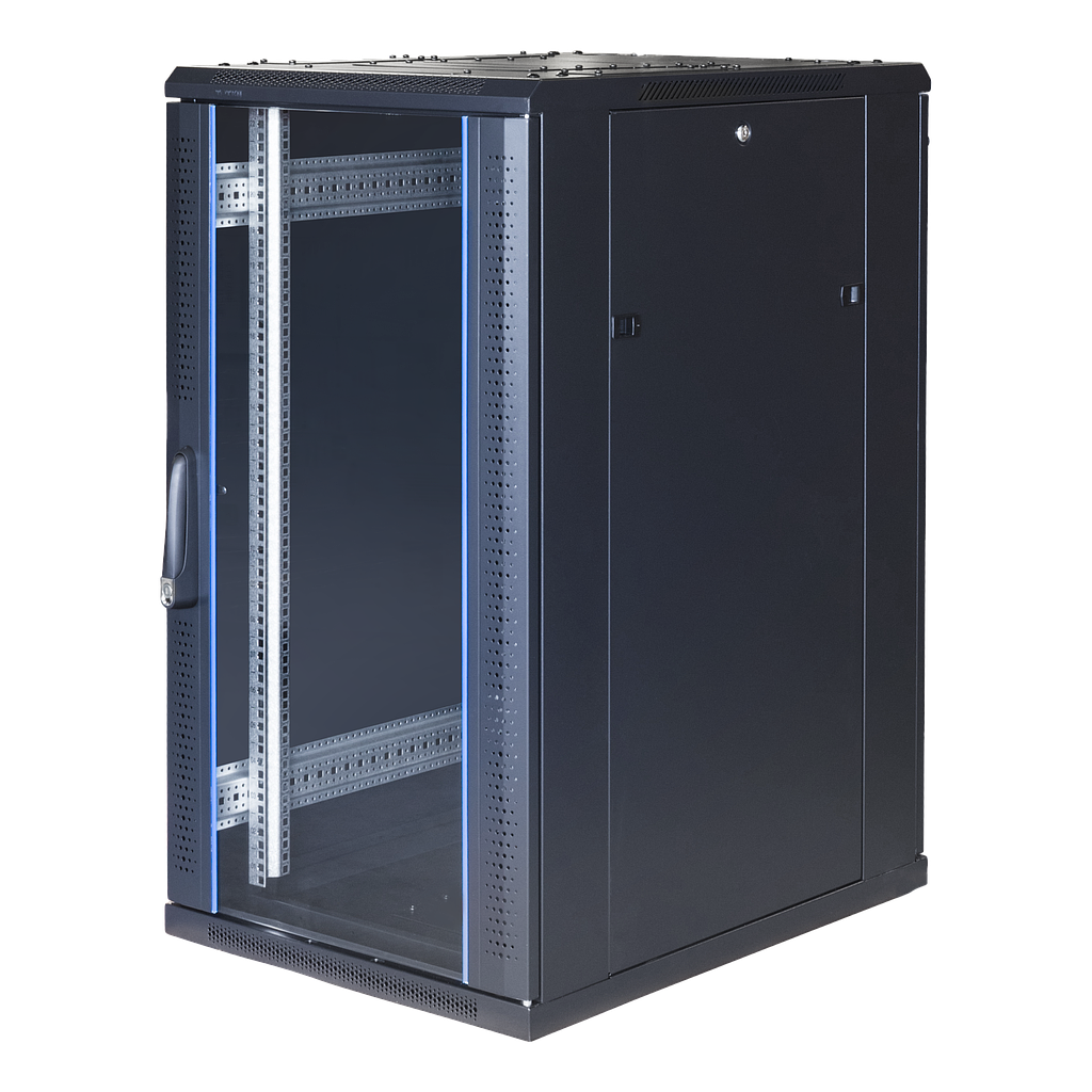 Toten 19" 22U rack cabinet, System G, 600*800, glass door, perforated rear door, 800kg load, black