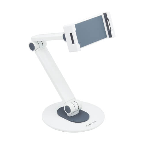 Eaton full-motion flexible long-arm desktop smartphone and tablet mount, white