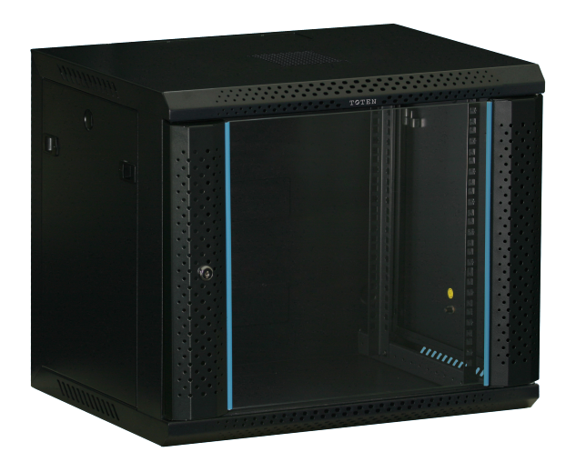 Toten 19&quot; 9U wall cabinet, 600*450, glass door, black