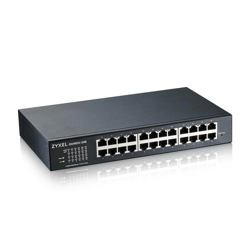 Zyxel 24-port GBE smartswitch, desktop, fanless