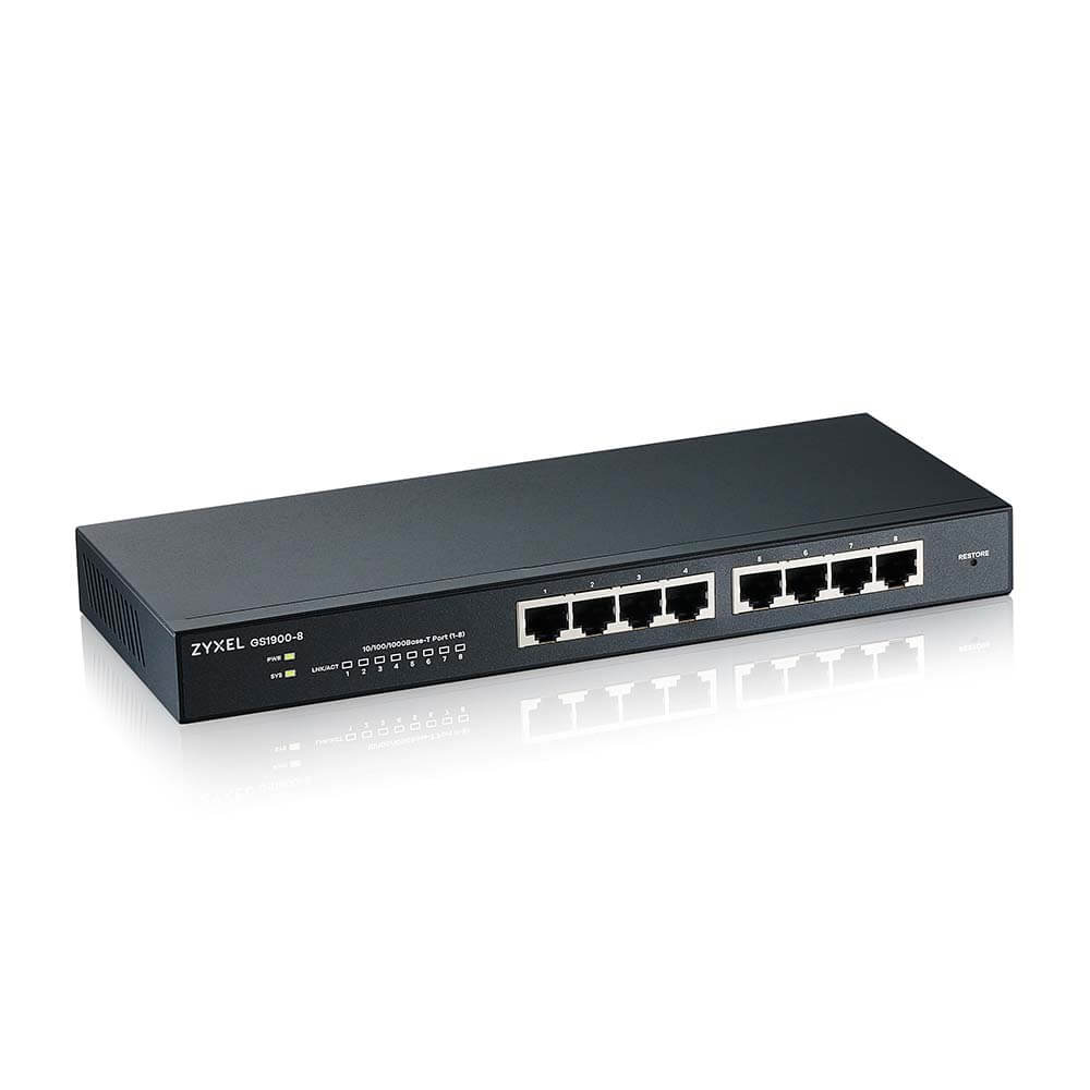 Zyxel 8-port GBE L2 smart switch, desktop, fanless